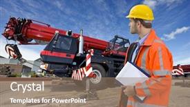  Presentation with inspection - Slide set having overlooking a huge mobile crane background and a coral colored foreground