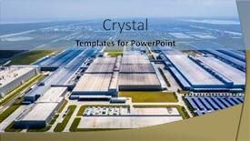  Presentation with factory - Audience pleasing slide deck consisting of overlooking-car-factory-in-china backdrop and a light blue colored foreground