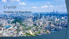  Presentation with china guangzhou - Presentation theme having overlooking-city-of-guangzhou background and a light blue colored foreground