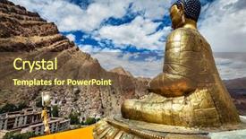  Presentation with buddha - Slide set enhanced with overlooking hemis monastery -tibetan buddhist background and a tawny brown colored foreground