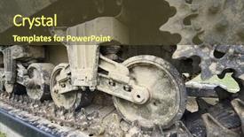  Presentation with tracks - PPT theme with overlord museum omaha beach background and a tawny brown colored foreground