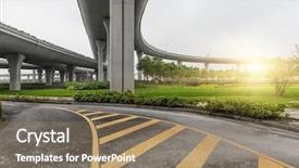  Presentation with bridge overpass - Slide deck featuring overpass bridge low angle view background and a coral colored foreground