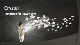  Presentation with elegant business social media - Beautiful theme featuring overpower - attractive busy business lady mixed backdrop and a  colored foreground