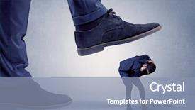  Presentation with shoe - PPT theme enhanced with overpower - young handsome businessman getting crushed background and a light blue colored foreground