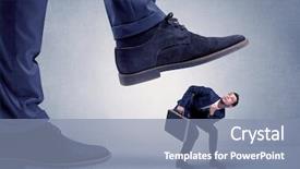  Presentation with shoe - PPT layouts consisting of overpower - young handsome businessman getting crushed background and a mint green colored foreground