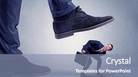 Presentation with shoe - Presentation theme featuring overpower - young handsome businessman getting crushed background and a seafoam green colored foreground