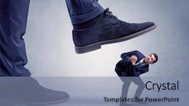  Presentation with shoe - Cool new presentation design with overpower - young handsome businessman getting crushed backdrop and a seafoam green colored foreground