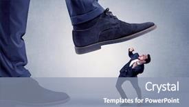  Presentation with shoe - Slide deck enhanced with overpower - young handsome businessman getting crushed background and a light blue colored foreground