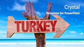  Presentation with turkey - Colorful presentation enhanced with overseas - turkey wooden sign with beach backdrop and a cobalt blue colored foreground