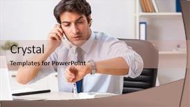  Presentation with call center performance reporting - Amazing slide deck having overtime - young call center operator speaking backdrop and a coral colored foreground