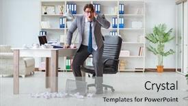  Presentation with angry - Audience pleasing theme consisting of overtime salary - angry businessman shocked working backdrop and a light gray colored foreground