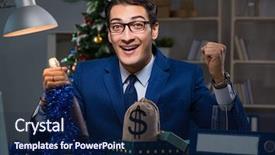  Presentation with late - Colorful slide set enhanced with overtime salary - businessman working late on christmas backdrop and a navy blue colored foreground