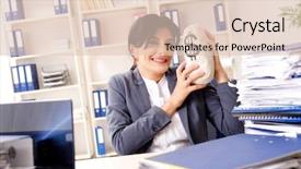  Presentation with middle ages - Slide set with overtime salary - middle aged businesslady unhappy background and a  colored foreground