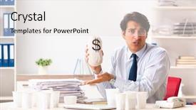  Presentation with ethical employee - Slide set featuring overtime salary - young employee addicted to coffee background and a white colored foreground