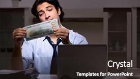  Presentation with work - Audience pleasing slide set consisting of overtime salary - young handsome employee and too backdrop and a  colored foreground