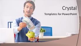  Presentation with employee working in industry - PPT theme enhanced with overtime salary - young handsome employee working background and a white colored foreground