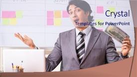  Presentation with employee working in industry - Beautiful PPT theme featuring overtime salary - young handsome employee working backdrop and a sky blue colored foreground