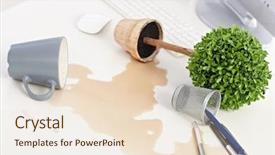  Presentation with plant - Slide deck enhanced with glass and a blazing fire background and a coral colored foreground.