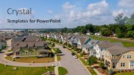  Presentation with neighborhood - Colorful slide set enhanced with overview-of-a-local-neighborhood backdrop and a light blue colored foreground