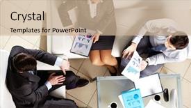  Presentation with team - Presentation theme having overview of business team discussing background and a soft green colored foreground