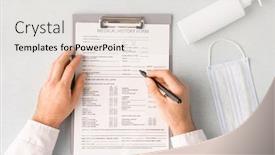  Presentation with medical information - PPT layouts enhanced with overview-of-doctor-hands background and a lemonade colored foreground