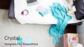  Presentation with bedroom modern - PPT layouts featuring overview of empty bedroom of modern young person background and a light gray colored foreground