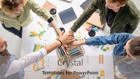  Presentation with intercultural - Colorful presentation design enhanced with overview-of-four-young-intercultural backdrop and a coral colored foreground