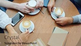  Presentation with college students - Audience pleasing presentation theme consisting of overview-of-hands-of-college backdrop and a coral colored foreground