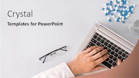  Presentation with medical laptop - Cool new slide deck with overview-of-hands-of-contemporary backdrop and a white colored foreground