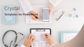  Presentation with medical assistant - Audience pleasing presentation theme consisting of overview-of-hands-of-male backdrop and a lemonade colored foreground