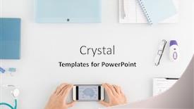  Presentation with medical worker - Presentation design enhanced with overview-of-medical-worker-hands background and a white colored foreground