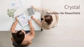  Presentation with data meeting - Cool new theme with overview-of-two-young-elegant backdrop and a lemonade colored foreground