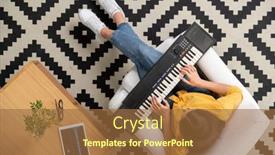  Presentation with living room - Presentation design with overview-of-young-brunette-female background and a tawny brown colored foreground