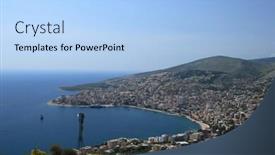  Presentation with albania - Amazing PPT theme having overview on the city of saranda in albania backdrop and a light blue colored foreground
