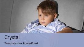  Presentation with video game - Slides consisting of overweight boy playing video game background and a light blue colored foreground