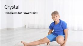  Presentation with training - PPT theme with overweight boy training at home background and a white colored foreground