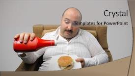  Presentation with ketchup - Slides featuring bad meat - overweight man dropping ketchup background and a light gray colored foreground