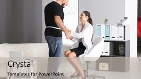  Presentation with measuring - Beautiful PPT layouts featuring overweight man with centimeter backdrop and a soft green colored foreground