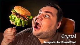  Presentation with obesity food - Presentation design featuring overweight person with wide-open background and a tawny brown colored foreground