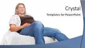  Presentation with pregnant woman - PPT layouts having overweight pregnant woman relaxing background and a white colored foreground