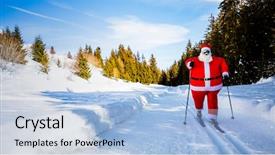  Presentation with new year - Beautiful theme featuring overweight santa claus with christmas backdrop and a light blue colored foreground