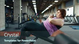  Presentation with press - Slide deck enhanced with overweight-woman-doing-exercise background and a ocean colored foreground