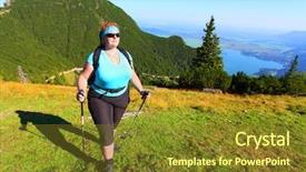  Presentation with walking nordic - Beautiful PPT layouts featuring overweight woman enjoying life nordic backdrop and a tawny brown colored foreground