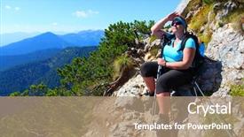  Presentation with walking nordic - Audience pleasing slide deck consisting of overweight woman enjoying life nordic backdrop and a coral colored foreground