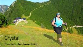  Presentation with walking nordic - Cool new PPT layouts with overweight woman enjoying life nordic backdrop and a gold colored foreground