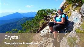  Presentation with walking nordic - Slide deck enhanced with overweight woman enjoying life nordic background and a coral colored foreground