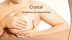  Presentation with breast enhancement - PPT theme featuring overweight woman examining her breast background and a lemonade colored foreground