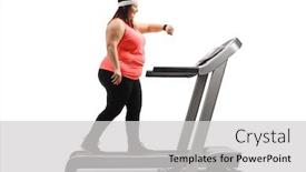  Presentation with treadmill - Theme enhanced with overweight-woman-exercising background and a light gray colored foreground
