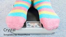  Presentation with business woman standing on maze - PPT layouts enhanced with personal values - overweight woman in funny socks background and a light blue colored foreground