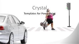  Presentation with pedestrian - Presentation with overweight-woman-in-sportswear-carrying background and a white colored foreground
